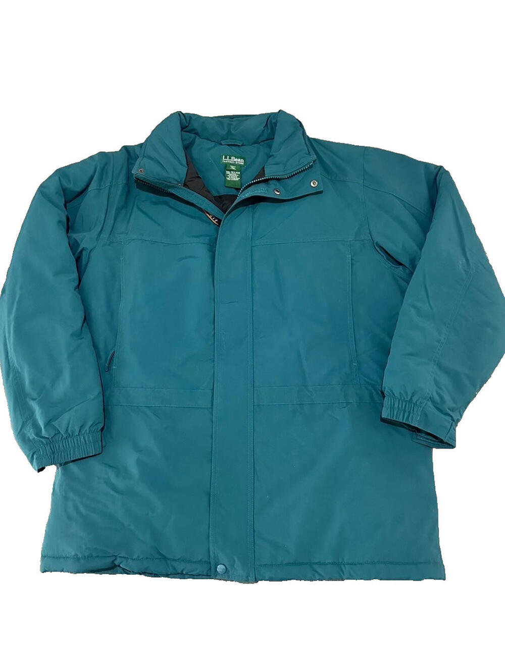 L.L.Bean Men L Large Barn Coat Teal Blue Corduroy Quilted Zip Jacket Parka